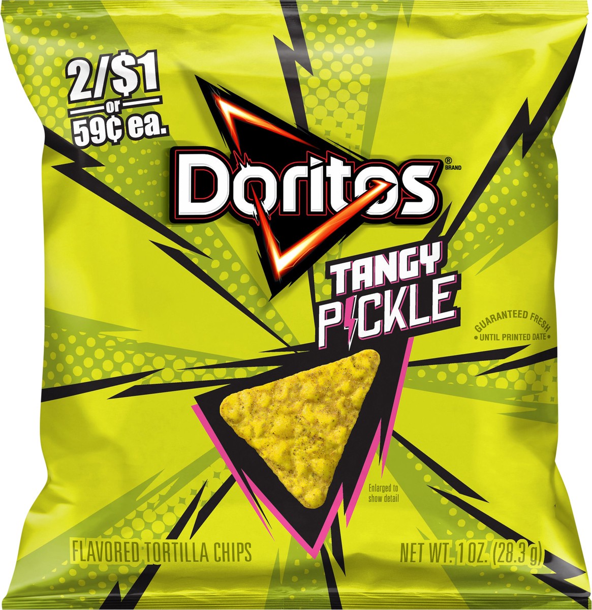 slide 3 of 3, Doritos Tortilla Chips Tangy Pickle Flavored 1 Oz, 1 oz
