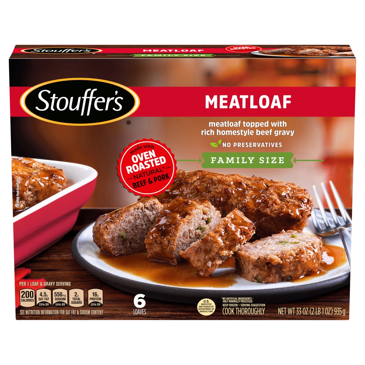 slide 1 of 13, Stouffer's Family Size Frozen Meatloaf - 33oz, 33 oz