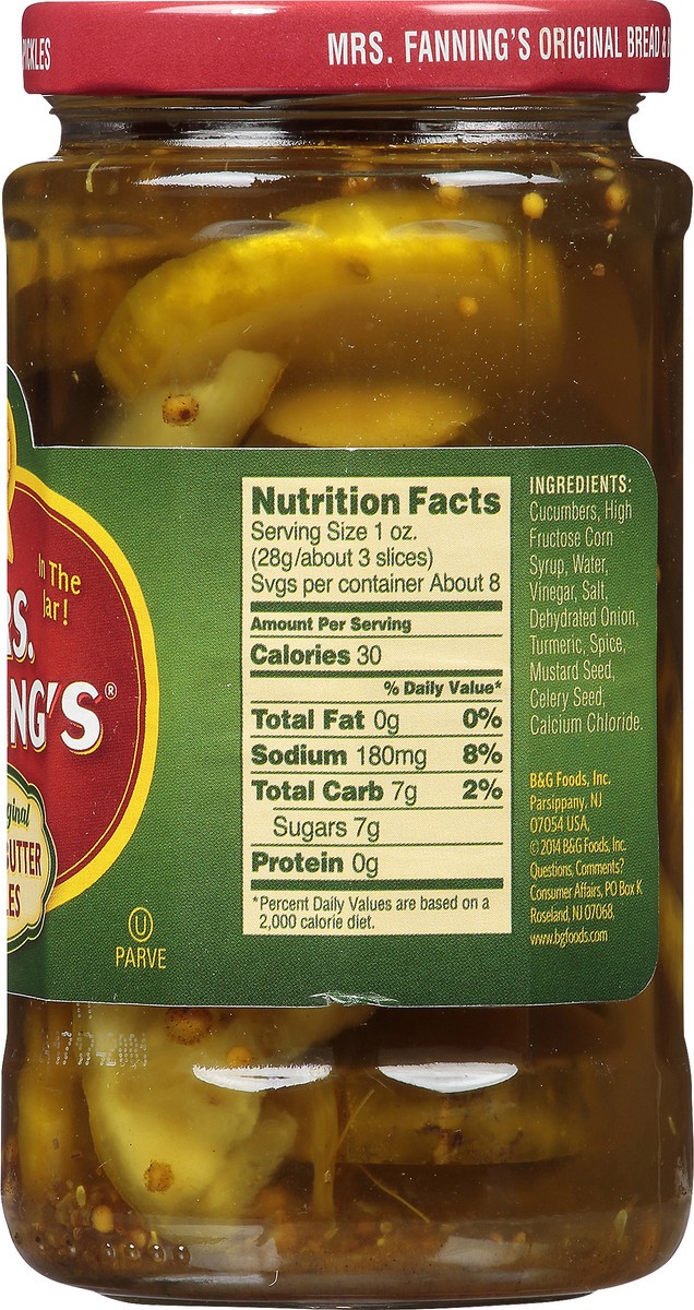 slide 5 of 7, Mrs. Fanning's Original Bread 'n Butter Pickles 12 fl. oz. Jar, 12 fl oz