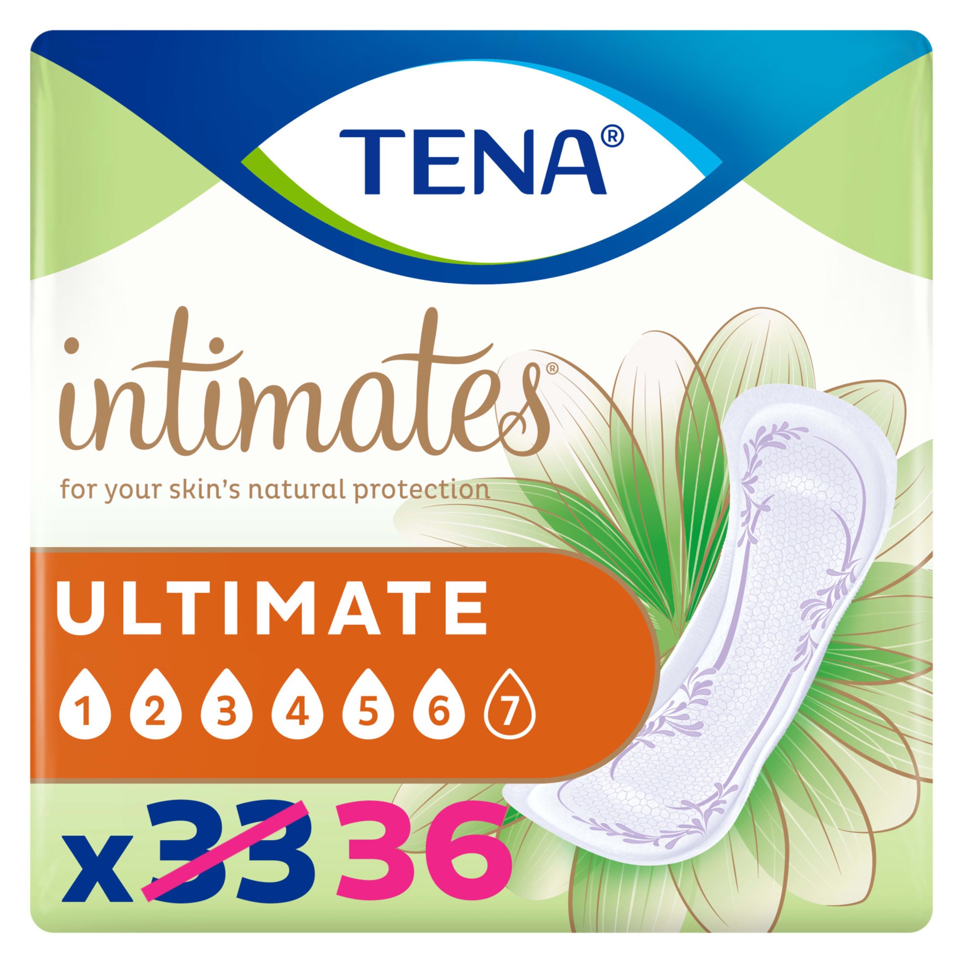 slide 3 of 6, Tena Intimates Ultimate 6 Pads 36 ea, 36 ct