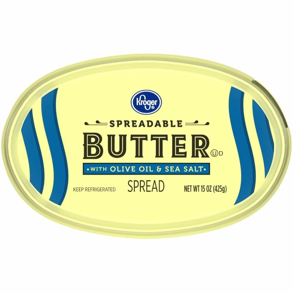 slide 3 of 5, Kroger Spreadable Butter With Olive Oil & Sea Salt, 15 oz