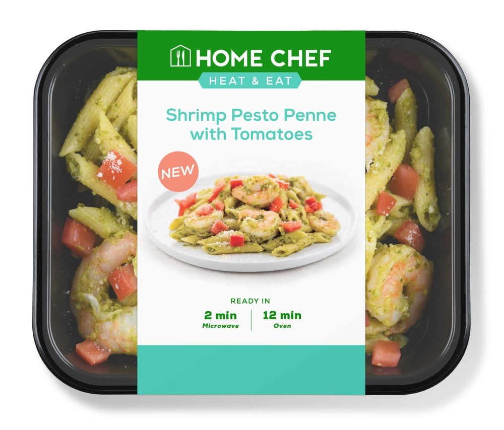 slide 1 of 1, Home Chef Heat And Eat Shrimp Pesto Penne With Tomatoes, 13 oz