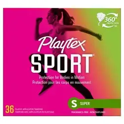 Playtex Sport Tampons - Plastic - Unscented - Super - 36ct