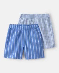 Boys 2-Pack Stripe Pajama Shorts - Blue - Size 8