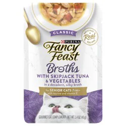 Purina Fancy Feast Lickable Senior Wet Cat Food Broth Topper Classic with Skipjack Tuna and Vegetables