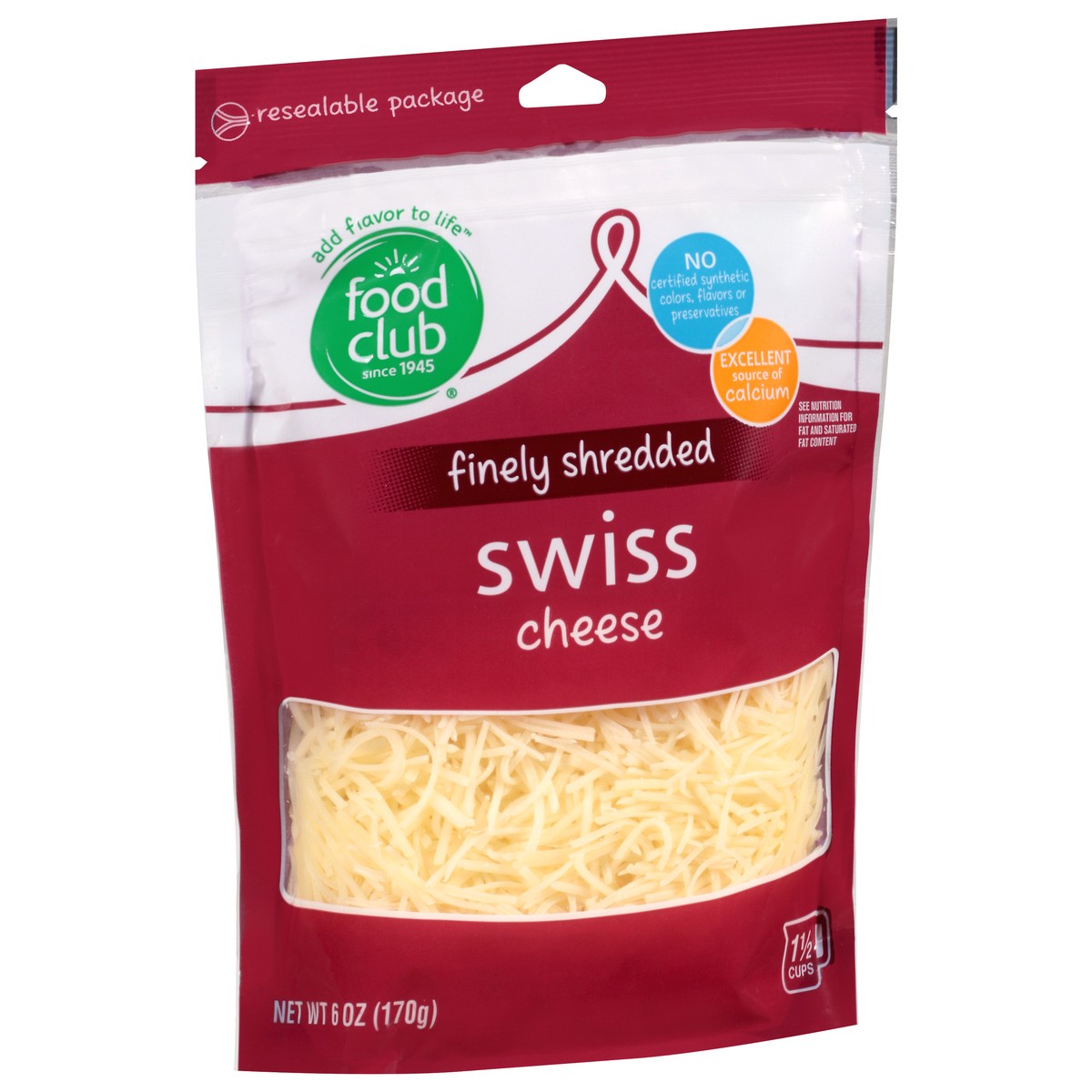slide 3 of 13, Food Club Fine Shred Swiss Chse, 6 oz