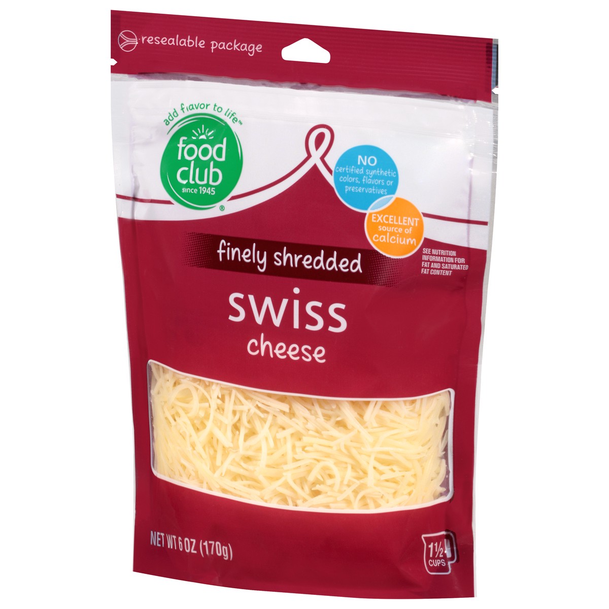 slide 6 of 13, Food Club Fine Shred Swiss Chse, 6 oz