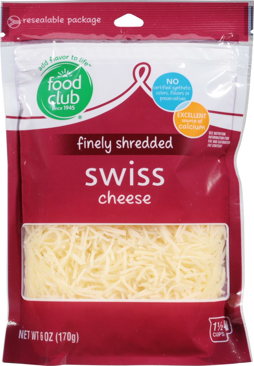 slide 13 of 13, Food Club Fine Shred Swiss Chse, 6 oz