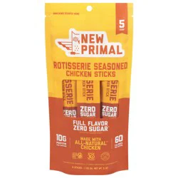New Primal Zero Sugar Rotisserie Seasoned Chicken Sticks 5 - 1 oz Sticks