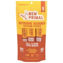 New Primal Zero Sugar Rotisserie Seasoned Chicken Sticks 5 - 1 oz Sticks