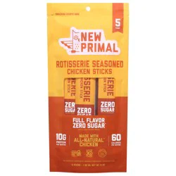 New Primal Zero Sugar Rotisserie Seasoned Chicken Sticks 5 - 1 oz Sticks