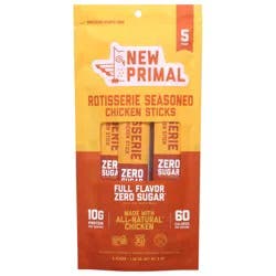 New Primal Zero Sugar Rotisserie Seasoned Chicken Sticks 5 - 1 oz Sticks