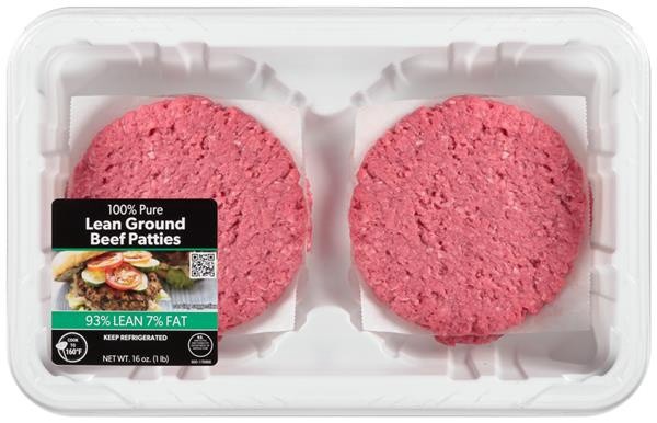 slide 1 of 1, Showcase Ground Beef Patties 12 Trays, 1 lb