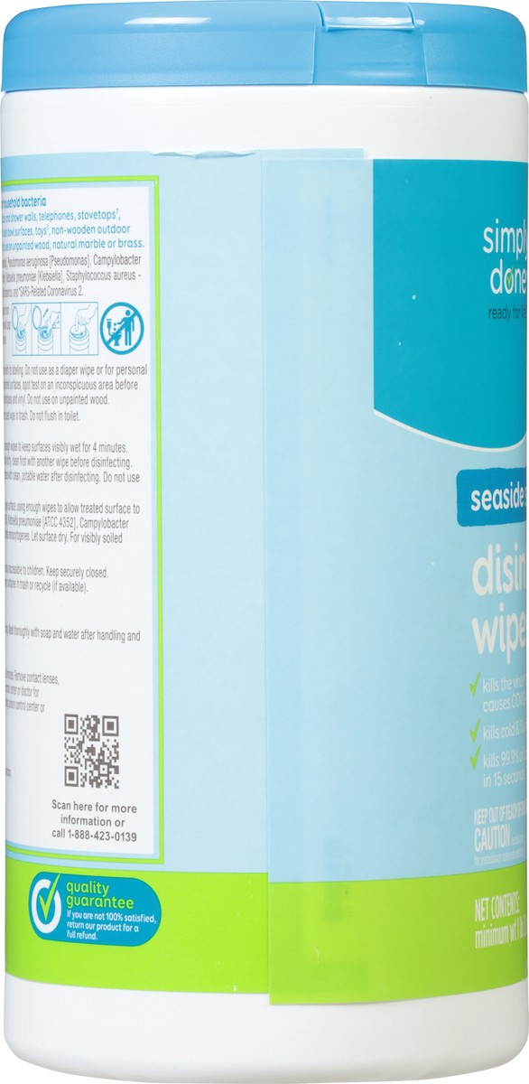 slide 8 of 10, Simply Done Seaside Scent Disinfecting Wipes 75 ea, 75 ct