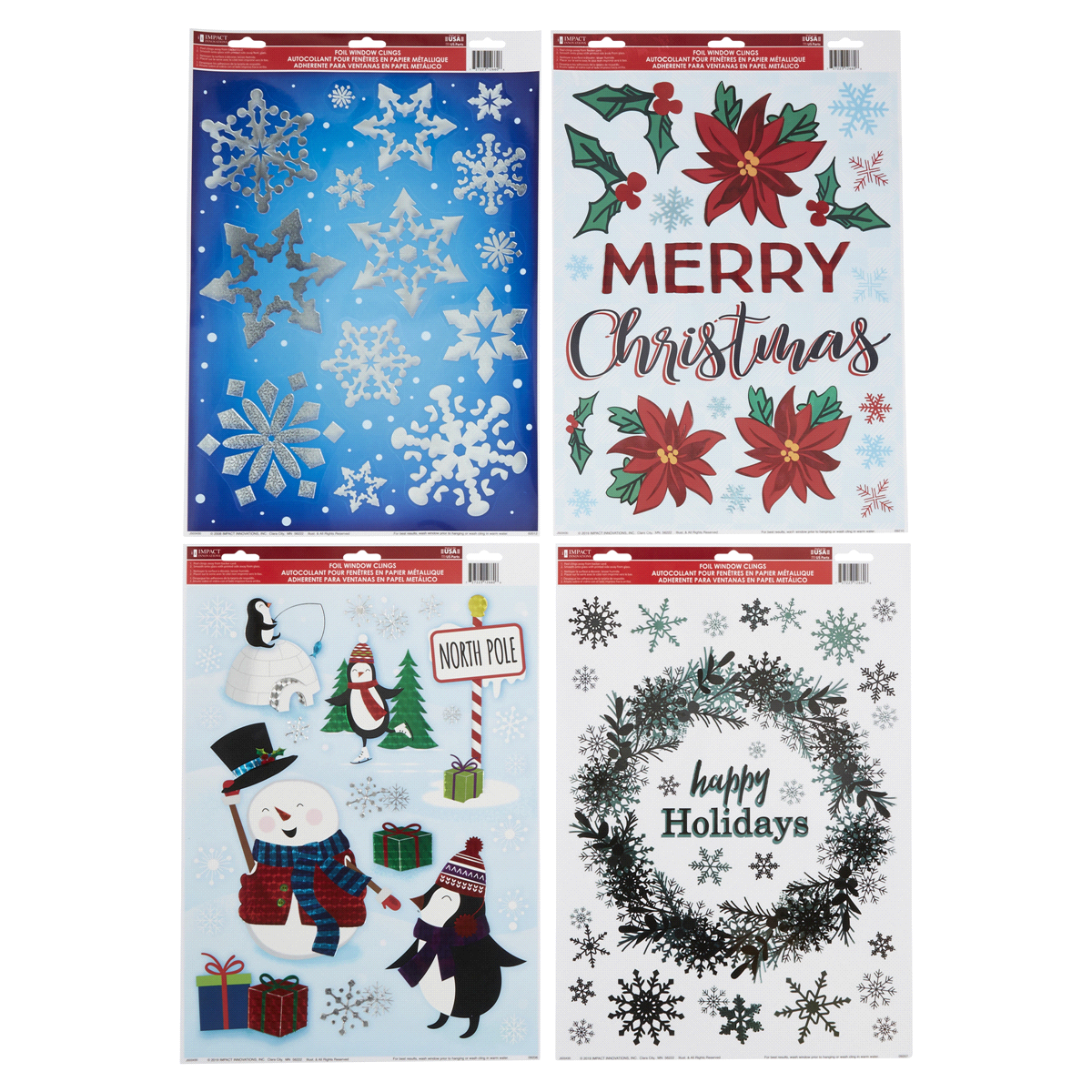 slide 1 of 1, IG Design Group Christmas Holographic Window Cling, 12in x 17in, 12 in