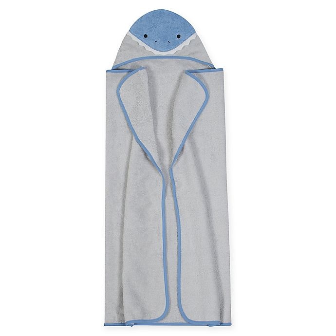 slide 1 of 4, Just Born Shark Hooded Towel - Grey/Blue, 1 ct