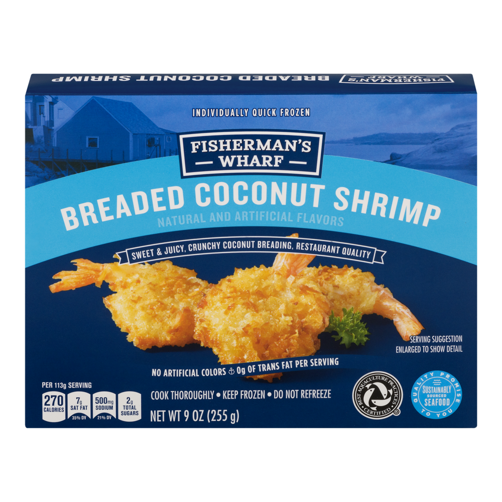 slide 1 of 1, Fisherman's Wharf Breaded Coconut Shrimp, 9 oz