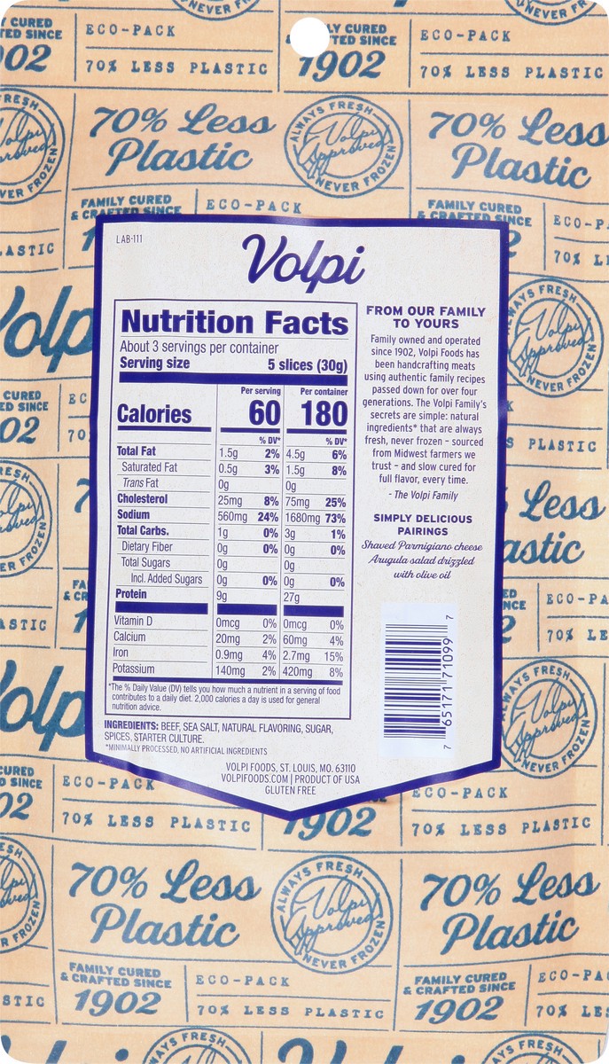 slide 12 of 13, Volpi Bresaola | Beef Prosciutto 3oz, 3 oz