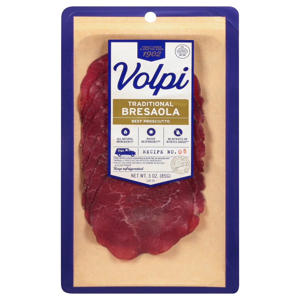 slide 1 of 13, Volpi Bresaola | Beef Prosciutto 3oz, 3 oz