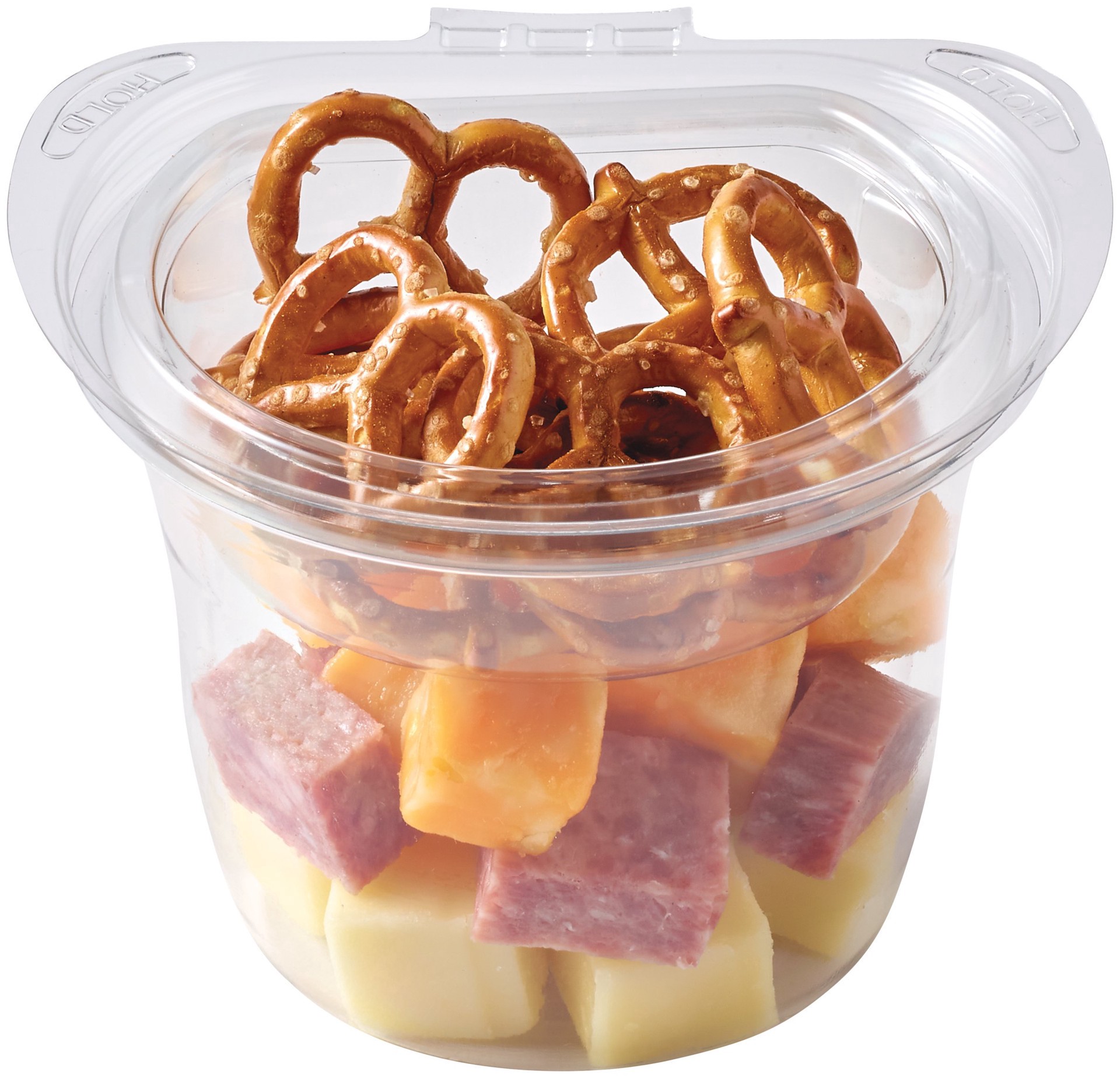 slide 1 of 1, Meal Simple by H-E-B Snack Cup - Uncured Salami, Cheese & Pretzels, 1 ct