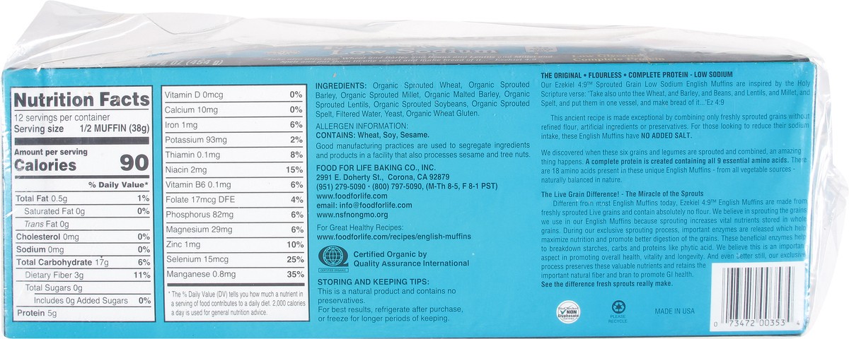 slide 2 of 9, Ezekiel 4:9 Low Sodium English Muffins 6 ea, 6 ct