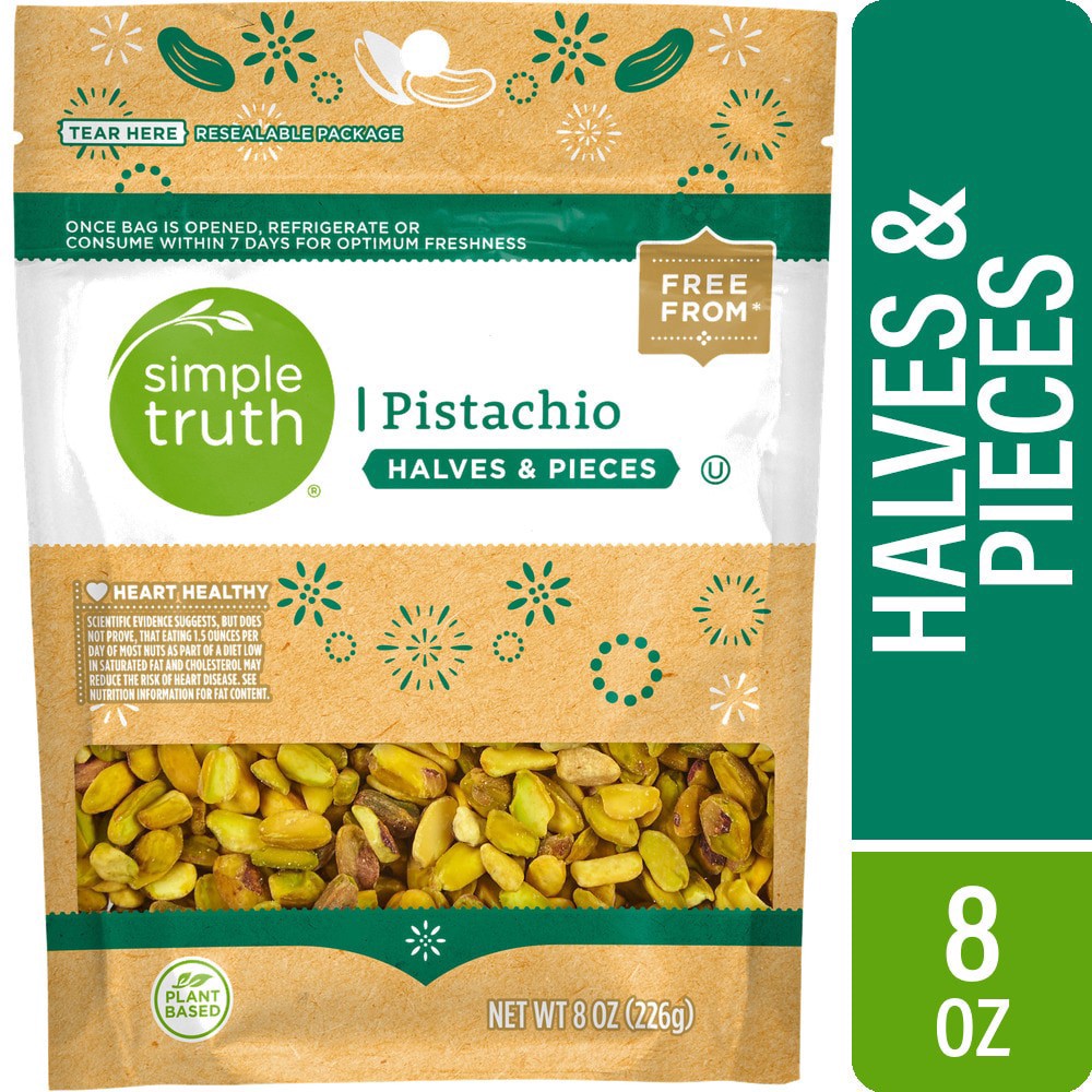 slide 3 of 4, Simple Truth Raw Pistachio Halves & Pieces, 8 oz