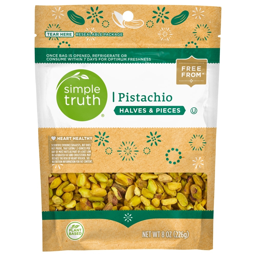 slide 1 of 2, Simple Truth Raw Pistachio Halves & Pieces, 8 oz