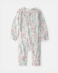 Carters Baby Girl Butterfly Garden 2-Way Zip PurelySoft Sleep & Play Pajama Multi NB