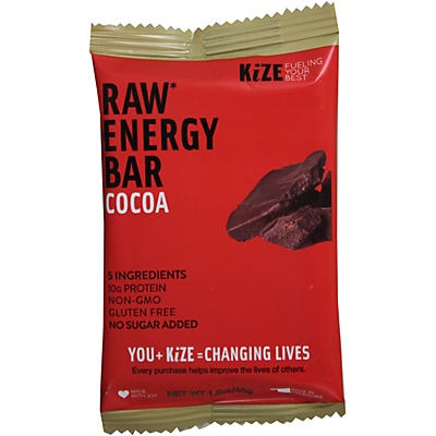 slide 1 of 1, KiZE Raw Energy Bar Cocoa, 1.6 oz