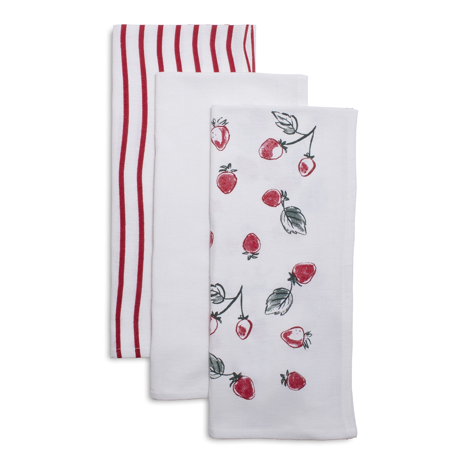 slide 1 of 1, Sur La Table Flour Sack Kitchen Towels, Strawberry, 3 ct