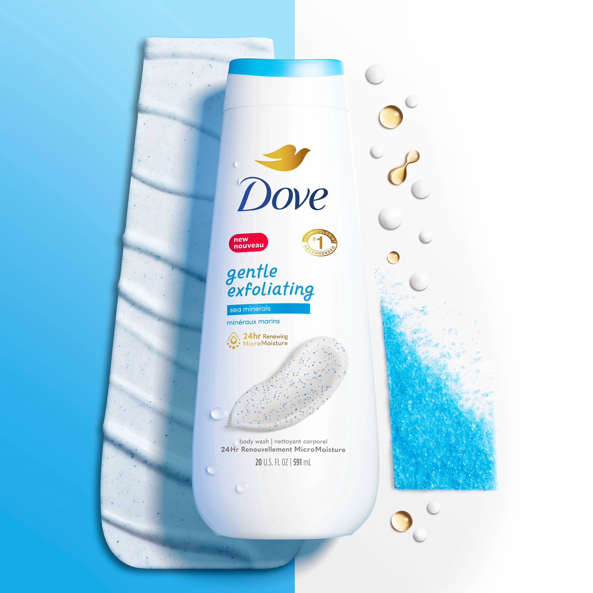 slide 6 of 13, Dove Beauty Dove Gentle Exfoliating Body Wash - Sea Minerals - 20 fl oz, 650 mL