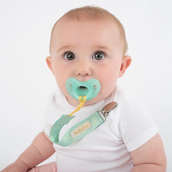 slide 7 of 10, BooginHead PaciGrip Luxury Gorgeous Gold Pacifier Straps - Green, 2 ct