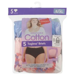 Hanes Cotton Tagless Briefs Size (8/XL) 5 ea