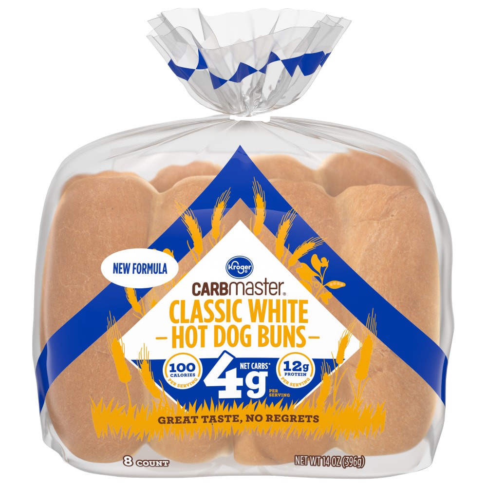 slide 2 of 2, Kroger Carbmaster Classic White Hot Dog Buns, 8 ct