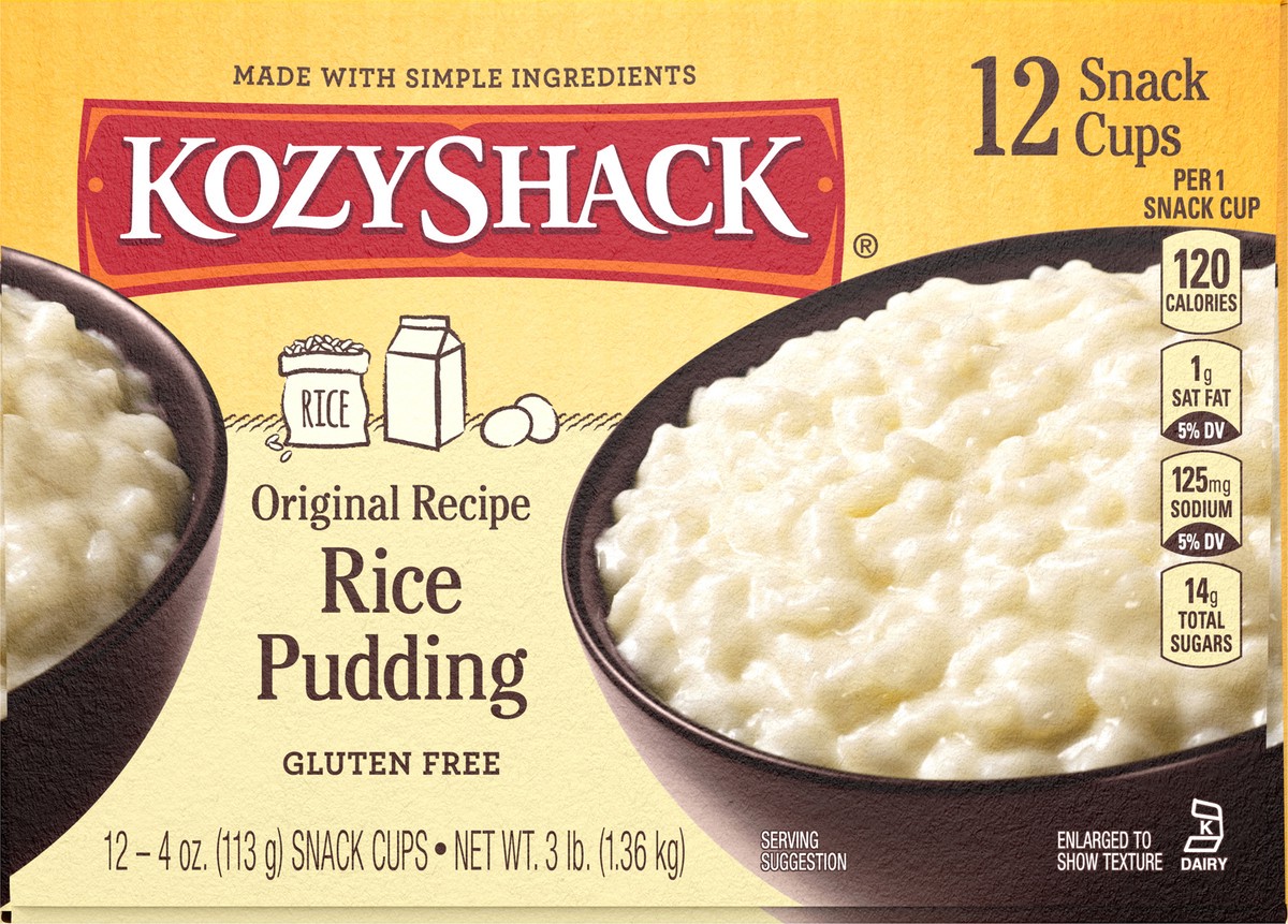 slide 4 of 11, Kozy Shack Rice Pudding Snack Cups, Gluten Free Dessert, 4 oz, 12 Count, 12 ct