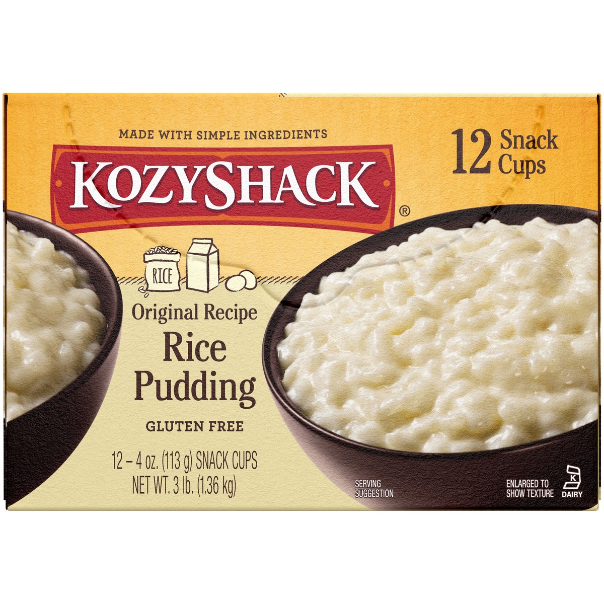 slide 1 of 11, Kozy Shack Rice Pudding Snack Cups, Gluten Free Dessert, 4 oz, 12 Count, 12 ct