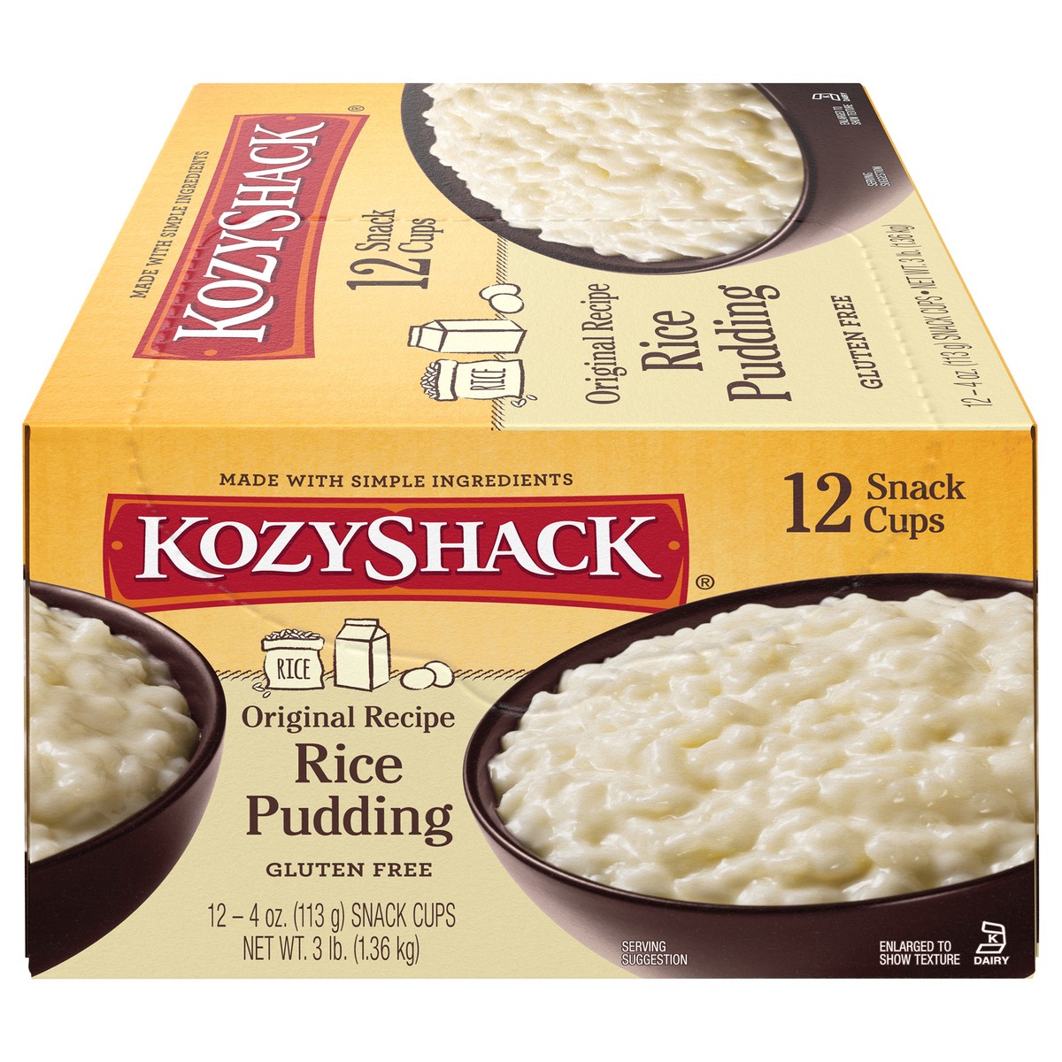 slide 1 of 8, Kozy Shack® Original Recipe Rice Pudding 12-4 oz. Snack Cups, 12 ct