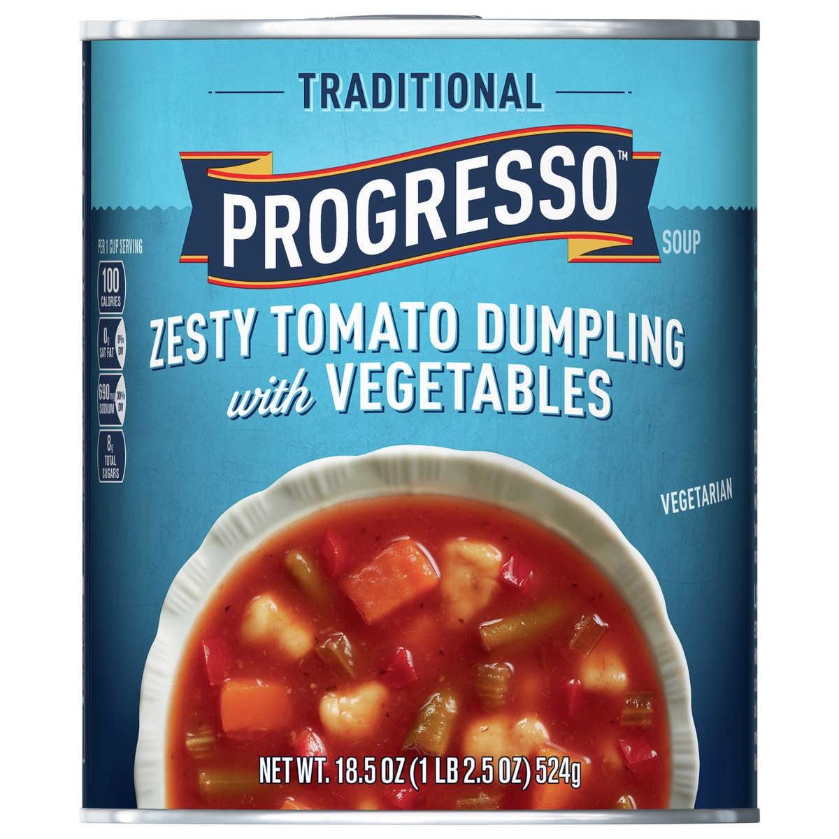 slide 1 of 9, Progresso Traditional Zesty Tomato Dumpling with Vegetables Soup, 18.5 oz can, 18.5 oz