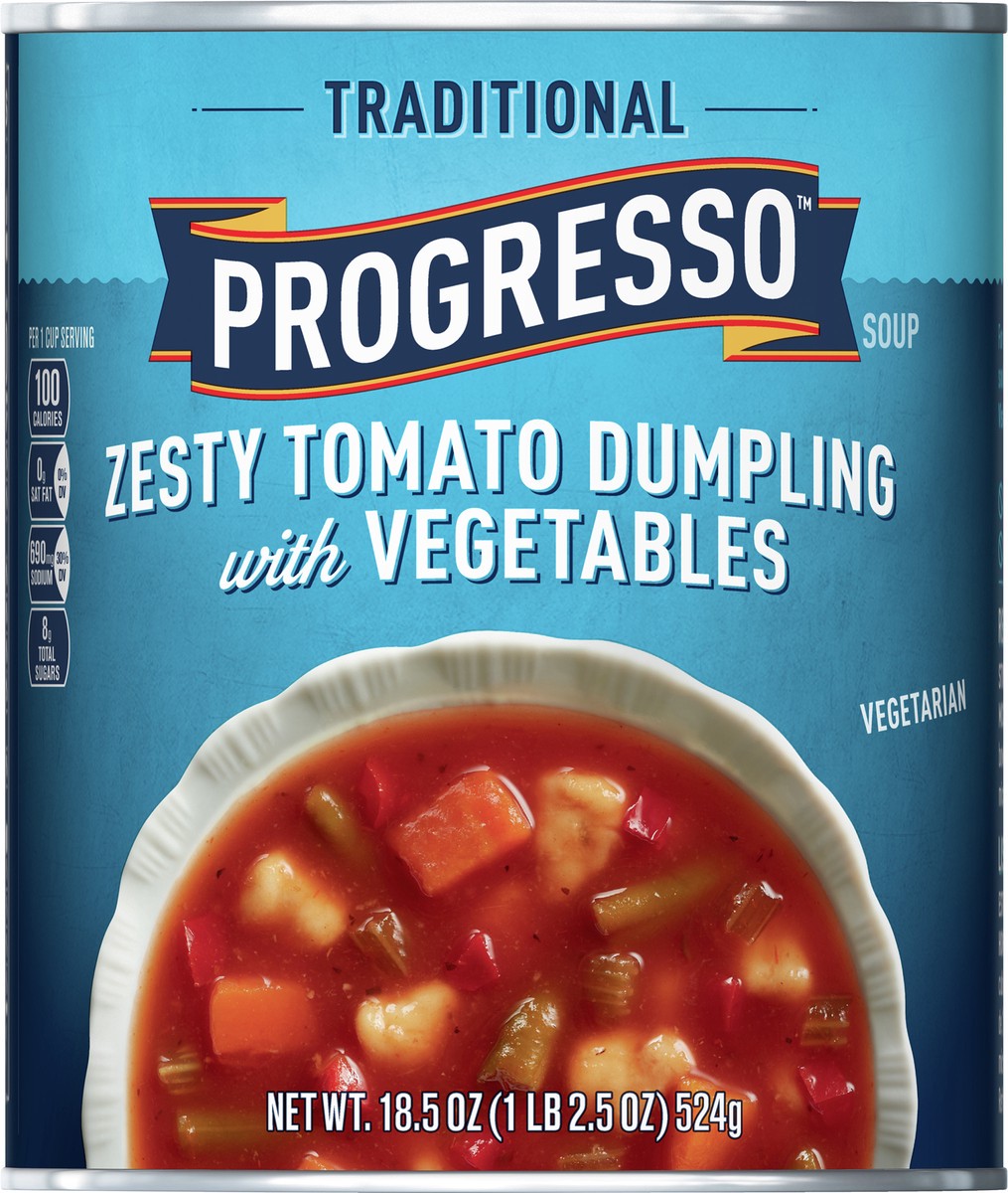 slide 6 of 9, Progresso Traditional Zesty Tomato Dumpling with Vegetables Soup, 18.5 oz can, 18.5 oz