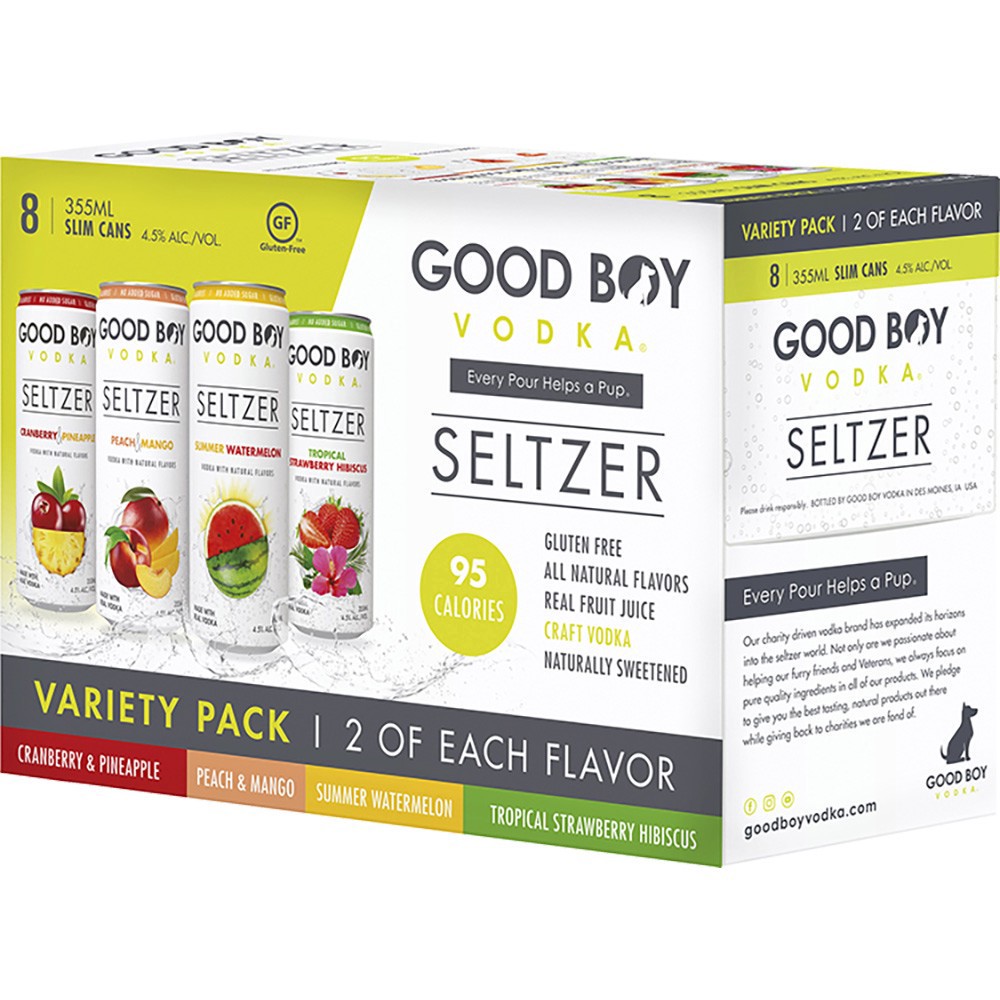 slide 1 of 1, Good Boy Vodka Seltzer Variety Cocktail, 8 ct; 12 oz