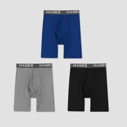 Hanes Men's Comfort Flex Fit Ultra Soft Cotton Stretch Long Leg Boxer Briefs, Assorted, X-Large