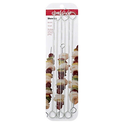 slide 1 of 1, chefstyle 12 in Flat Metal Skewers, 6 ct