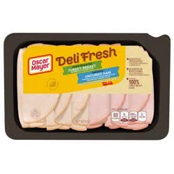Oscar Mayer Deli Fresh Oven Roasted Turkey Breast & Smoked Uncured Ham Sliced Lunch Meat Variety Pack, 9 oz. Tray