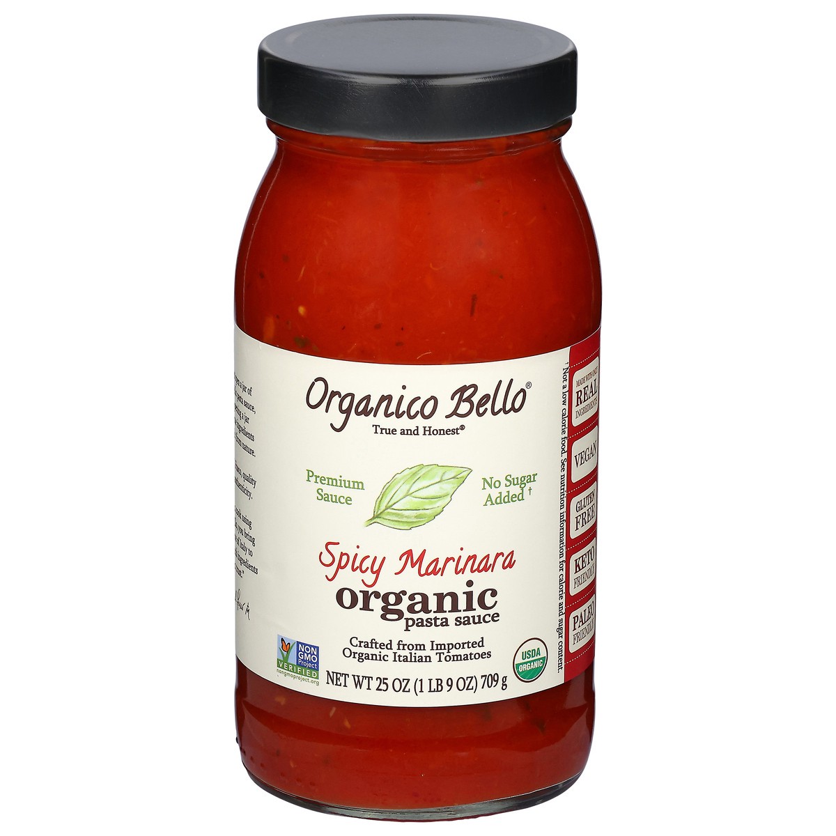 slide 1 of 9, Organico Bello Premium Organic Spicy Marinara Pasta Sauce 25 oz, 25 oz