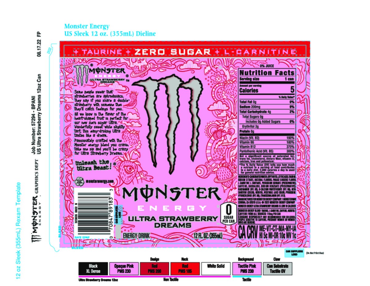 slide 6 of 6, Monster Ultra Strawberry Dreams Energy Drink 12 fl oz, 12 oz