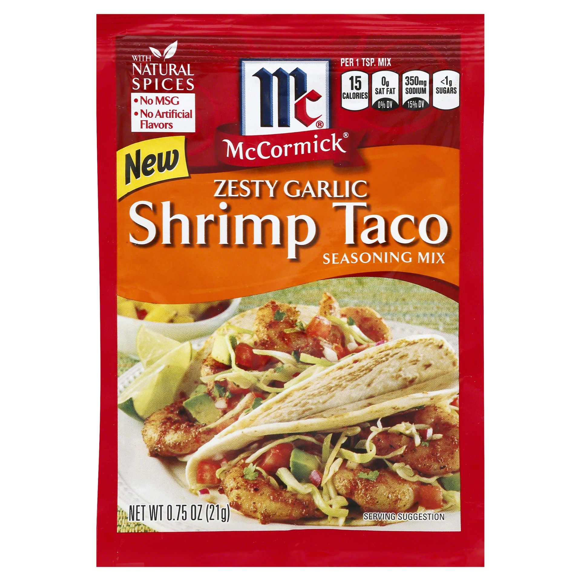 slide 1 of 6, McCormick Zesty Garlic Shrimp Taco Seasoning Mix, 0.75 oz