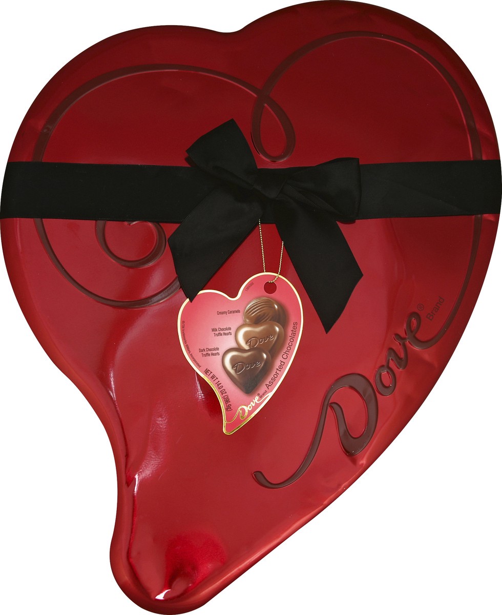 slide 5 of 6, Dove Valentine Assorted Chocolate Candy Heart Gift Box 14-Ounce Tin, 14 oz