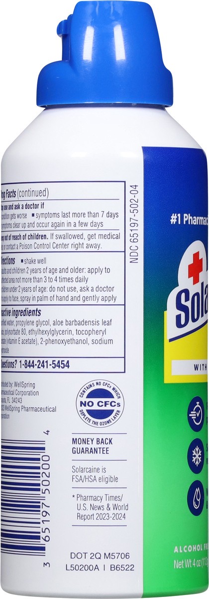 slide 9 of 13, Solarcaine Aloe Sunburn Relief Spray with 4% Lidocaine, 4oz, 4 oz