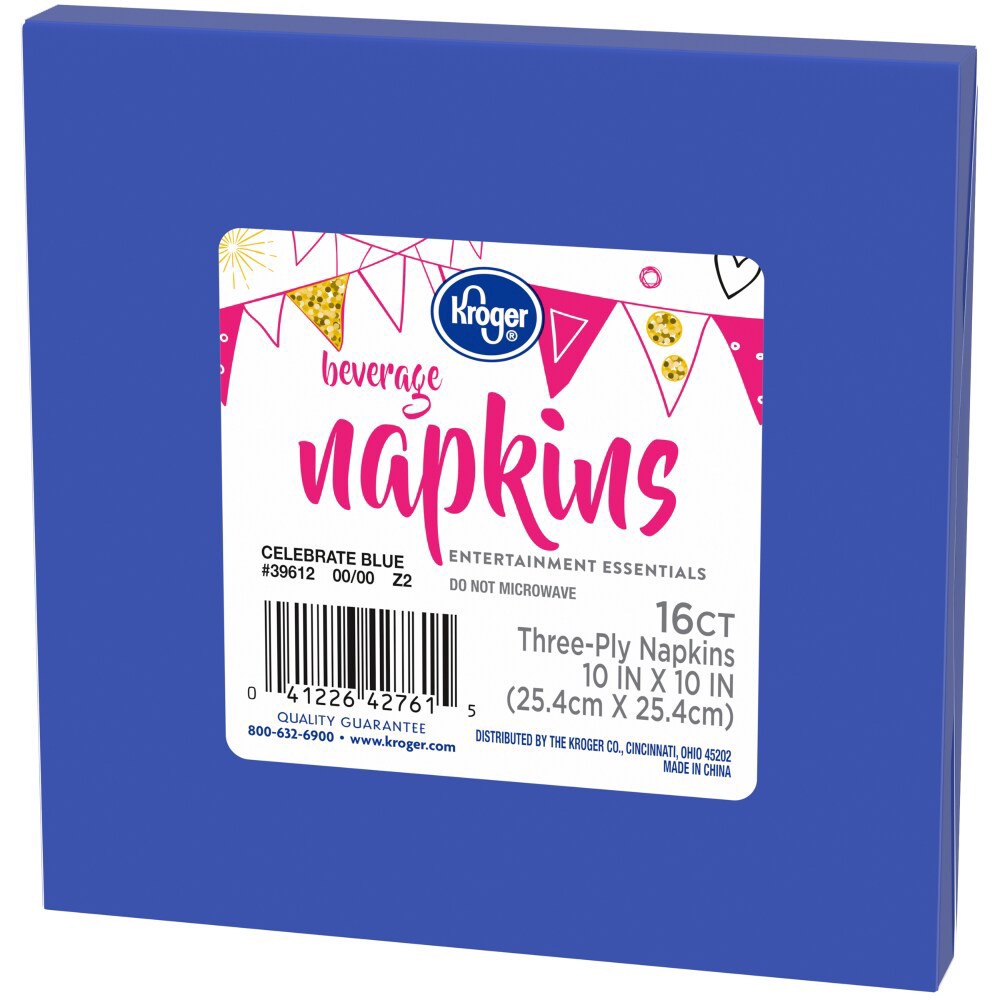 slide 2 of 3, Kroger Entertainment Essentials Beverage Napkins 16 Count - Celebrate Blue, 16 ct