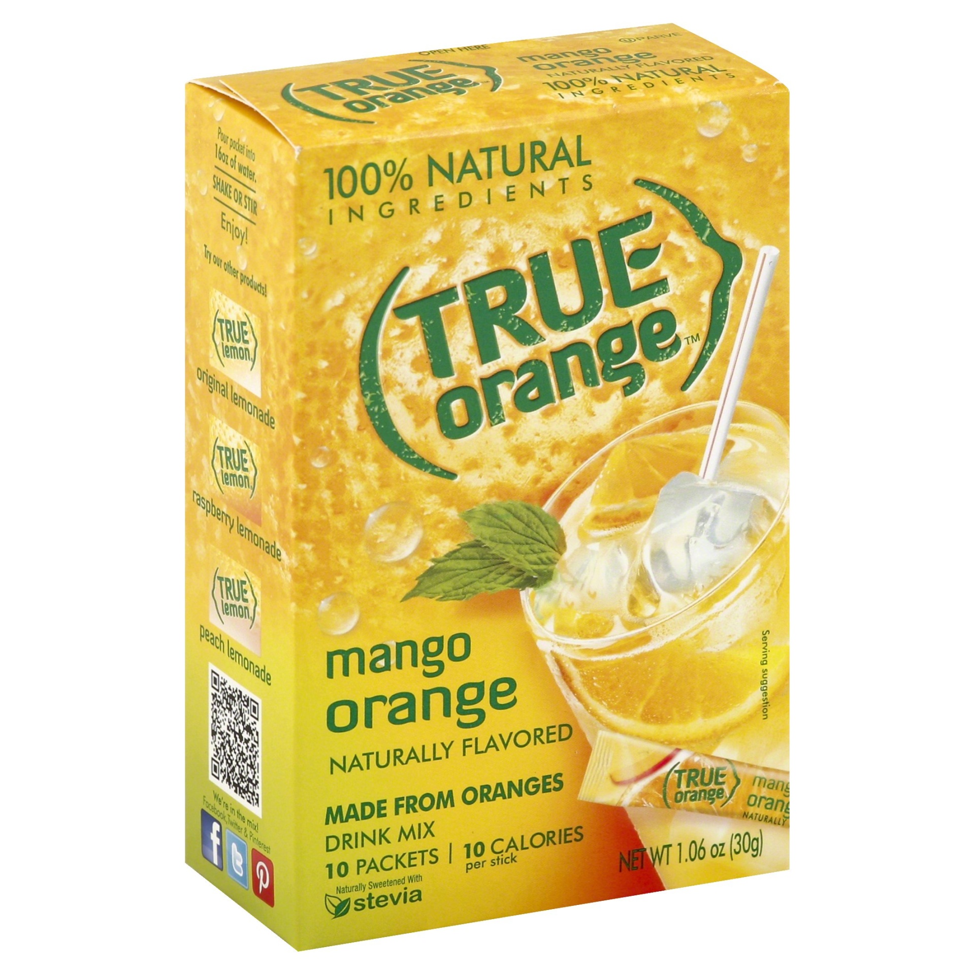 slide 1 of 4, True Orange Mango Powdered Drink Mixes Stick Pack, 10 ct